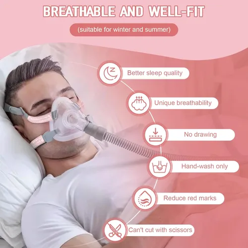 Vista 5 de Paquete de 8 fundas de satén para correas CPAP, almohadillas universales para protección de la cabeza, almohadillas de cojín para máscara facial