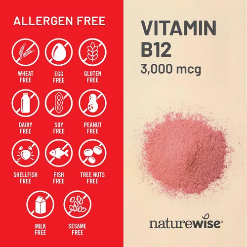 Vista 6 de NatureWise Vitamina B12 3000 mcg - Fuerza Extra - Suplemento para Apoyar los Niveles de Energía, Claridad Mental, Salud del Sistema Nervioso - Fácil
