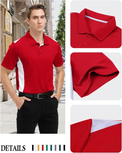 Vista 2 de Corna Men's Big and Tall Golf Polo Shirts Moisture Wicking Performance Dry Fit Collared Shirts for Men L-6XL