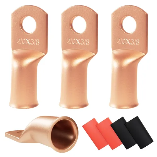 Vista 46 de 6 piezas 1/0 AWG - 1/2" (M12) Sanuke Terminales de anillo para cable de alambre con conectores de extremos resistentes para cable de batería, ojales