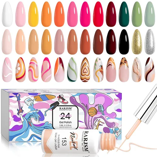 Vista 11 de RARJSM Juego de esmaltes de uñas de gel metalizados para arte de uñas, negro, plata, oro rosa, azul, verde, rojo, con brillantina, 12 colores, 0.2