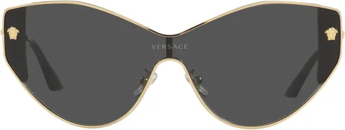 Vista 3 de Versace Gafas de sol para mujer, montura dorada, lentes gris oscuro, 0.000in