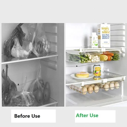 Vista 5 de Contenedor extraíble para refrigerador, cajón a presión, caja de almacenamiento para refrigerador, cajones/estante, organizador para el hogar