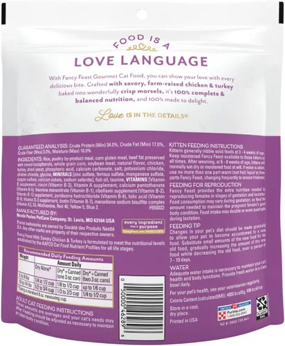 Vista 3 de Fancy Feast Purina with Savory - Alimento seco para gatos con pollo y pavo, 16 onzas