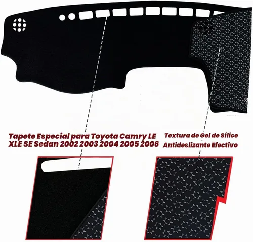 Vista 2 de Alfombrilla para Salpicadero Cubierta Interior Protector de Tablero Compatible con Toyota Camry LE XLE SE Sedán 2002 2003 2004 2005 2006 Alfombrilla