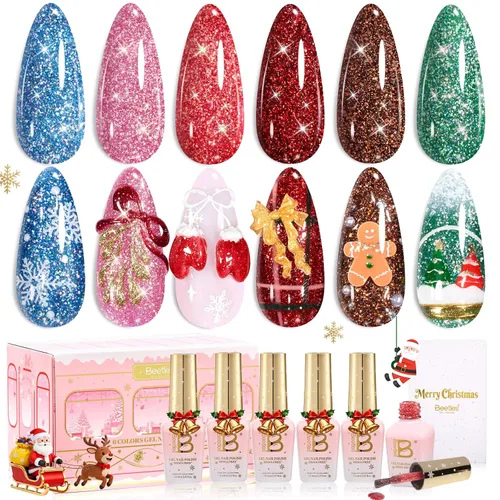 Vista 13 de Beetles - Juego de esmaltes de uñas de gel azul, 6 colores A - Azul Bubble Splash