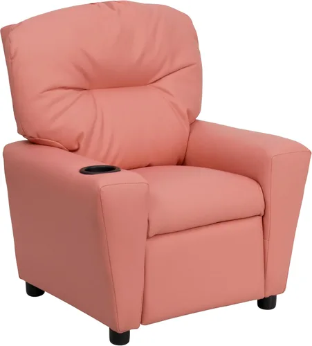 Vista 25 de Flash Furniture Chandler LeatherSoft - Silla reclinable para niños con portavasos y reclinable de seguridad, silla reclinable contemporánea