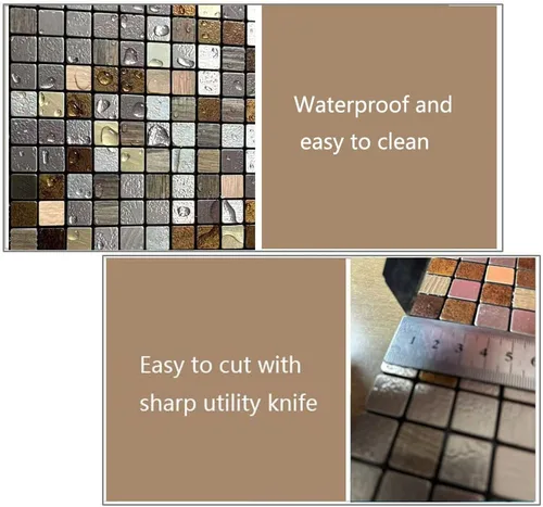 Vista 4 de Azulejos de Respaldo de Metal Despegar y Pegar para Cocina Decoración de Pared 3D Azulejos de Mosaico de Aluminio para Baño, 12"x12"x0.15