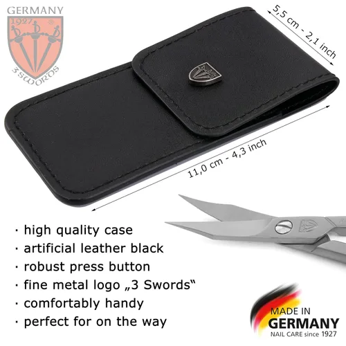 Vista 3 de 3 Swords Germany - Tijeras de acero inoxidable curvas combinadas para cutículas y uñas de calidad de marca (1 pieza) con estuche para manicura