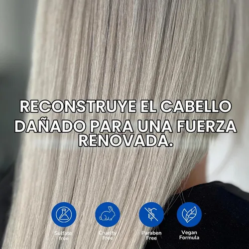 Vista 5 de KERAZON - Máscara de cabello brasileño rubio BTX con efecto platino y cabello plateado que proporciona suavidad, hidratación profunda, antilatón