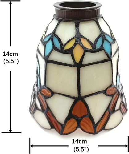 Vista 3 de Pantalla de lámpara estilo Tiffany solamente, lámpara de araña y pantalla de repuesto para lámpara de pared, NAD06001, estilo barroco, chimenea