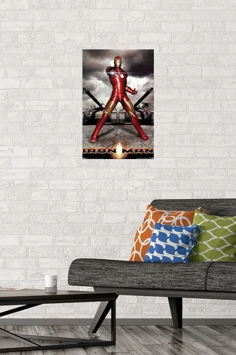 Vista 2 de Trends International Marvel Cinematic Universe Iron Man Póster de pared de tanques, 14.725 x 22.375 pulgadas, versión premium sin marco