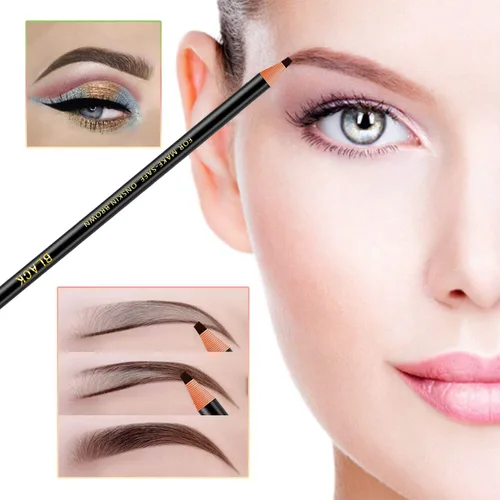 Vista 3 de Juego de 6 piezas de lápices de cejas impermeables de color negro para tatuajes y microblading, delineadores permanentes para cejas en lápices