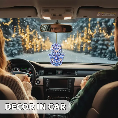 Vista 6 de Adorno de mano de Hamsa, regalo de Judaica, estrella de David Hanukkah, decoración de pared de Hamsa, regalos de Hanukkah, adorno para automóvil