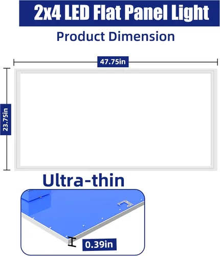 Vista 4 de WYZM Paquete de 4 luces LED de panel plano de 2 x 4, panel de luz LED de 2 pies por 4 pies, accesorio de iluminación de techo, 7800 lúmenes, 5000 K