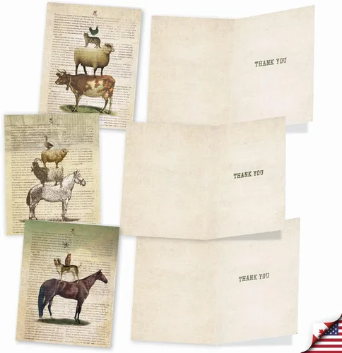 Vista 3 de The Best Card Company 10 tarjetas de felicitación de agradecimiento con sobres de 4 x 5.12 pulgadas – Tarjetas de notas «Farm Stand» – Di gracias