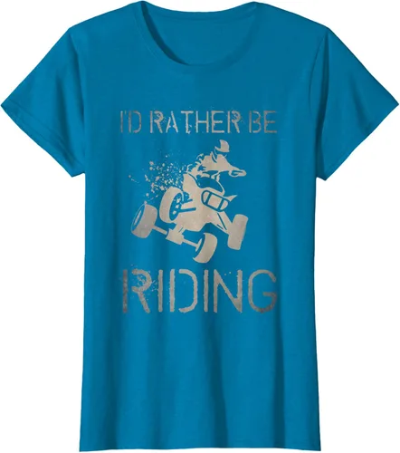Vista 86 de Camiseta gráfica I'd Rather Be Riding ATV Quad Racing Rider de 4 ruedas, Negro