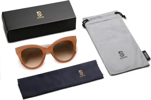 Vista 6 de SOJOS Gafas de sol retro de gran tamaño para mujer, estilo vintage, de moda, SJ2074