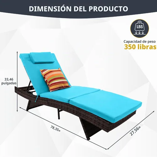 Vista 2 de Sundale Outdoor Juego de 2 tumbonas de mimbre para patio Aruba