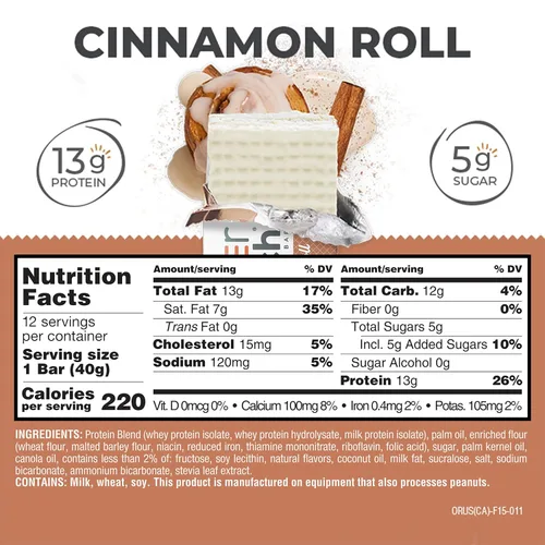 Vista 2 de Barritas de gofre de proteína Power Crunch, snacks altos en proteínas con delicioso sabor, rollo de canela, 1.4 onzas (12 unidades)