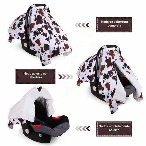 Vista 2 de Funda para Asiento de Coche Rquite para Bebé, Fundas para Asiento de Coche para Niño, Funda para Asiento de Coche de Invierno de Minky, Dosel