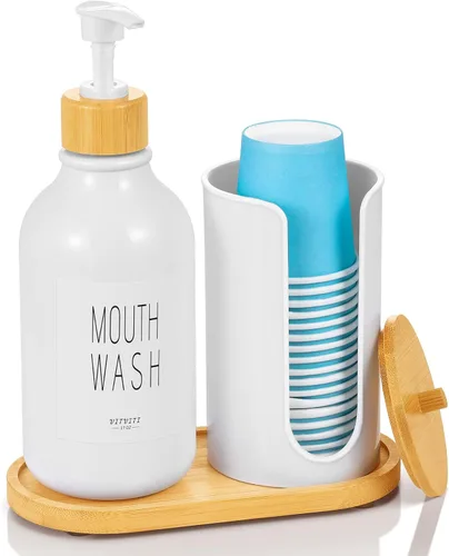 Vista 10 de VITVITI Paquete de 30 vasos para enjuague bucal de baño, taza de papel desechable de café de 3.7 onzas, taza pequeña para enjuague bucal/bebidas