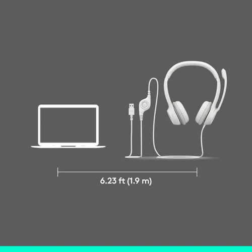 Vista 8 de Logitech H390 Auriculares para juegos, auriculares con cable con micrófono, auriculares USB con micrófono para PC, micrófono con cancelación