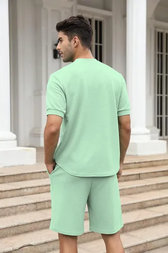 Vista 93 de FZNHQL Conjunto deportivo de moda para hombre, 2 piezas, casual, atlético, para correr, manga corta/larga, conjunto para hombre
