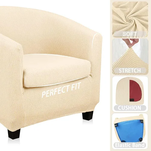 Vista 3 de Lellen Funda para silla de club con funda de cojín de asiento, fundas de sofá, fundas redondas para silla de bañera, funda protectora de sillón
