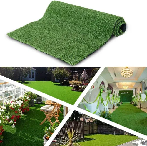 Vista 5 de Alfombra de césped artificial de alta calidad de 1.38 pulgadas de altura, 4 x 7 pies (28 pies cuadrados) realista y gruesa para interiores