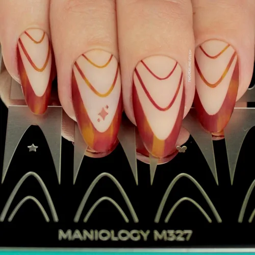 Vista 4 de Maniology French Connection - Placa de estampado de uñas con punta francesa, manicura clásica y simple, reutilizable, rectangular, plantilla de arte