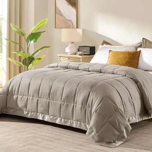 Vista 10 de downluxe - Manta de tamaño King con ribete satinado, edredón ligero alternativo para todas las estaciones, lavable a máquina
