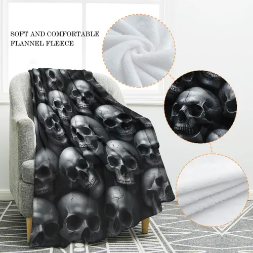 Vista 2 de Jekeno Manta Gótica de Calavera Regalos para Mujeres Hombres Niñas Niños Mamá Esposa Marido Papá Halloween Cumpleaños Navidad Esqueleto Horror