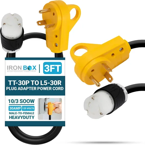 Vista 21 de IronBox Electric TT-30P a TT-30R - Adaptador y extensión - 30A, 125V, 10/3 SOOW - Cable adaptador de conector de enchufe resistente, cable