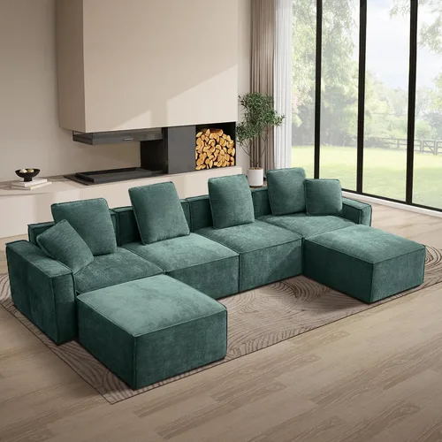 Vista 19 de WILLOVE Juego de sofá modular modular, sofá nube de felpilla con reposabrazos anchos y 8 almohadas, sofás de asiento profundo para sala de estar, 4