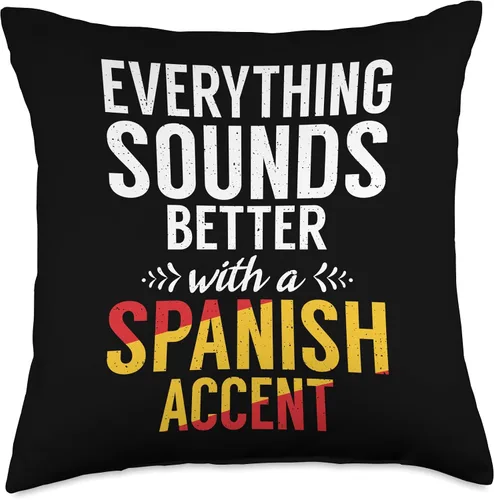 Vista 5 de Spaniard Gifts & Clothes Spain Everything Sounds Better con una almohada decorativa española, 16 x 16 pulgadas, multicolor