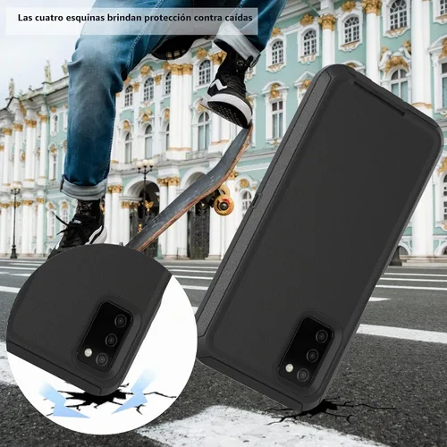 Vista 5 de Funda compatible con Samsung Galaxy A02s, con protectores de pantalla, resistente, a prueba de golpes, protección de cuerpo completo, con funda