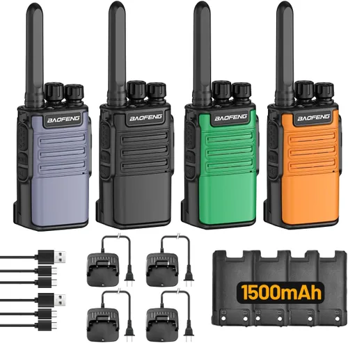 Vista 6 de Walkie Talkies de largo alcance para adultos con auriculares recargables Waki Taki Naranja