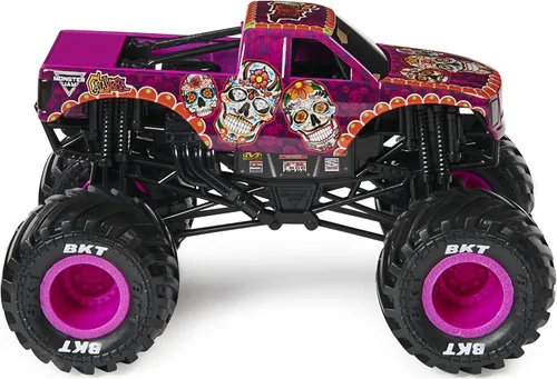 Vista 3 de Monster Jam - Camión monstruo oficial de Calavera, vehículo de colección fundido a presión, escala 1:24, juguetes para niños de 3 años en adelante