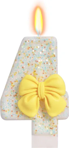 Vista 38 de Vela de cumpleaños para pastel, vela 0 - purpurina rosa con lazo, vela de feliz cumpleaños de 2.76 pulgadas, adorno superior de pastel para fiestas