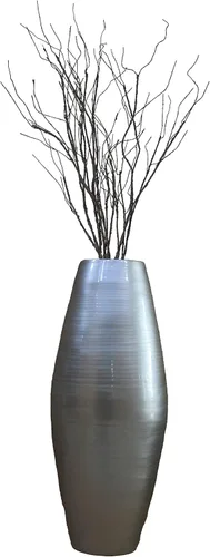 Vista 8 de Uniquewise Jarrón de bambú con forma de cilindro – Jarrón decorativo alto hecho a mano – Ideal para comedor, sala de estar y entrada, elegante pieza
