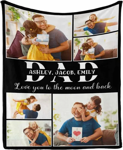 Vista 25 de InterestPrint Manta de amor personalizada con texto en inglés "To Dad, Even When I Not Close by,I Want You to Know I Love and Appreciate You We Love