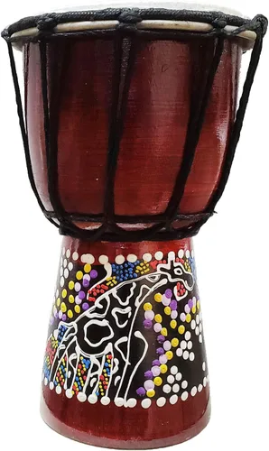 Vista 21 de Djembe decorativo de novedad de 6" de alto x 4" de ancho en la parte superior (Abstracto, 15.2 cm)