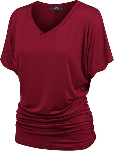 Vista 36 de Made By Johnny Camiseta de manga corta Dolman con cuello barco y dobladillo curvado para mujer, ajuste holgado Wt1037_aqua