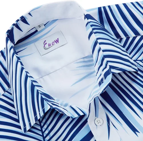 Vista 4 de EUOW Camisa hawaiana de manga corta para hombre camisas de vestir de playa de verano con botones
