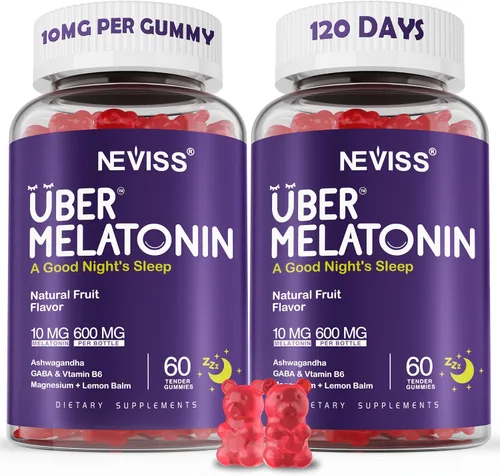 Vista 8 de Gomitas de melatonina 10 mg 20 mg para adultos, melatonina 10 mg por gomita con Ashwagandha, glicinato de magnesio, GABA, L-teanina, raíz