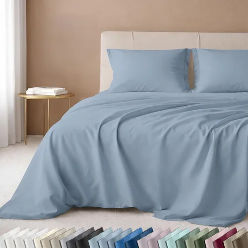 Vista 51 de California Design Den Juego de sábanas de lujo tamaño King - 100% algodón, 600 número de hilos, sábanas King de bolsillo profundo, ropa de cama