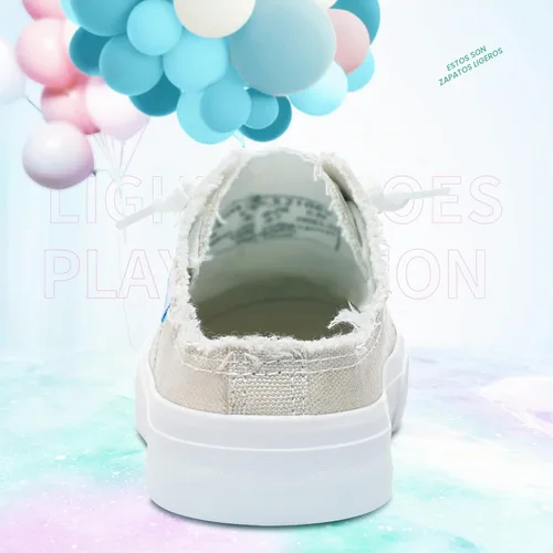 Vista 2 de Obtaom Sandalias de lona para mujer con espuma viscoelástica Clipper, tenis de moda, cómodas, fáciles de poner, sandalias sin tacón para mujer Beige