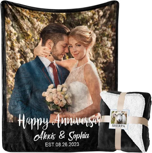 Vista 29 de Envía al Día Siguiente Manta Personalizada con Imagen para Mi Esposa Manta Foto Personalizada Regalo de Boda para Pareja Día de San Valentín