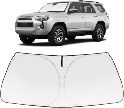 Vista 152 de Proadsy Parasol para parabrisas Rivian R1S 2022-2025 2026 de 4 capas plegable, protector de parasol frontal que bloquea los rayos UV, mantiene
